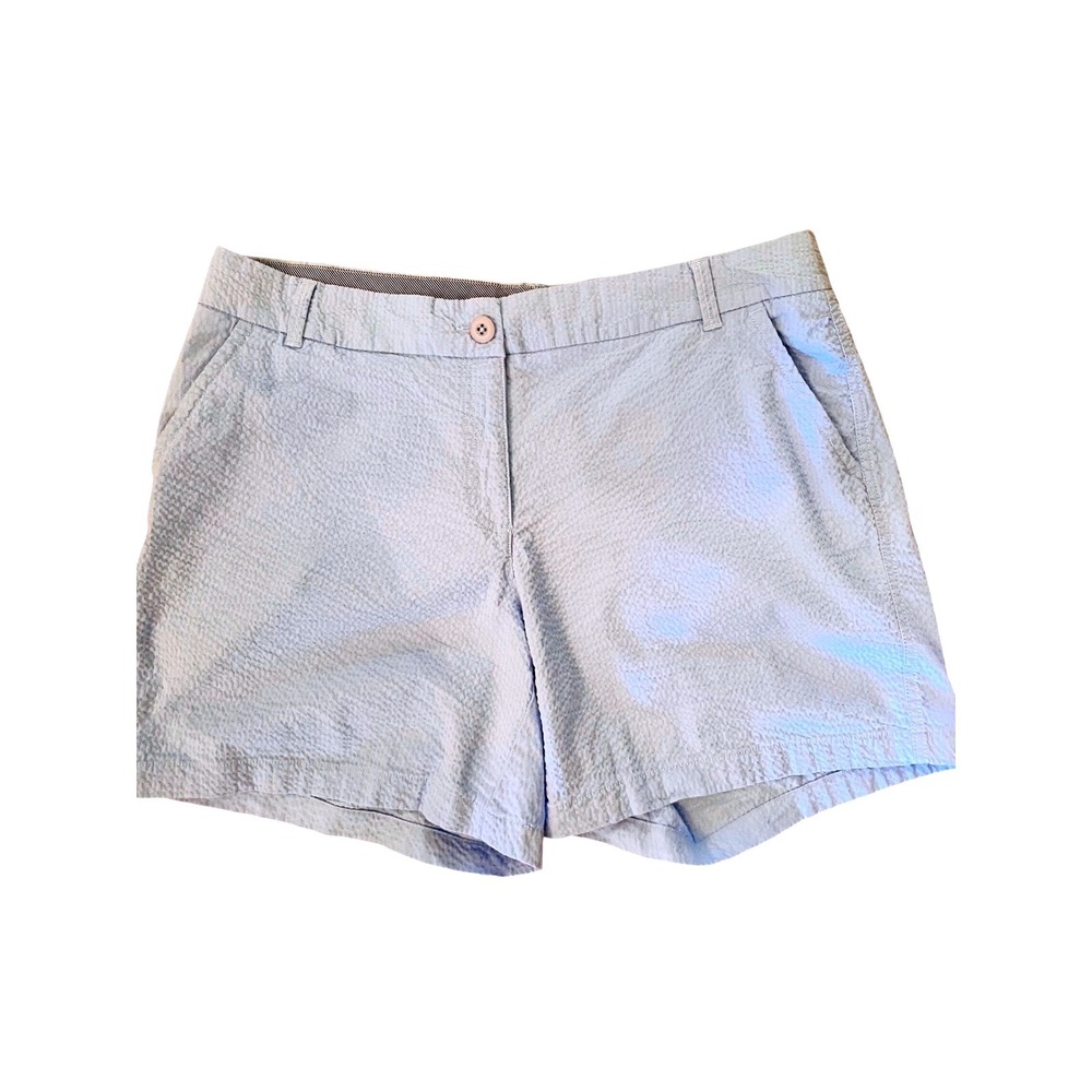 Crown & Ivy Caroline Seersucker Shorts Light Blue Curvy Fit Plus Size 16W